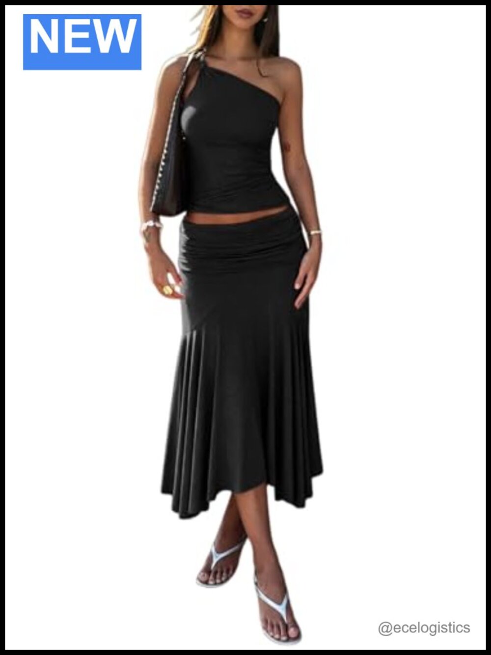 Two Piece Midi Skirt Set Dressy Summer Outfit Crop Top Party